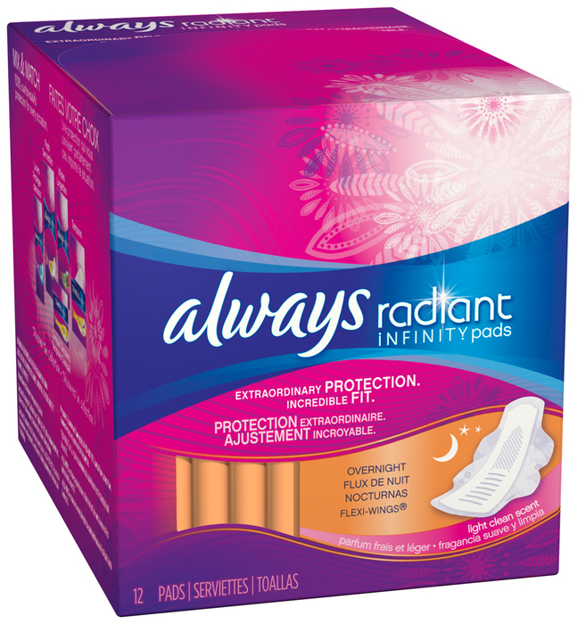 Always Overnight Scented Sanitary Pads With Wings, Size 4 (10 units), Delivery Near You