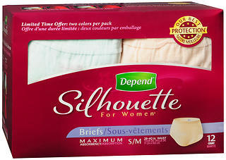 Depend Silhouette Maximum Absorbency Underwear, Size L, 12 count