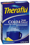 Theraflu Packets Cold and Sore Throat Natural Lemon Flavor - 6 EA