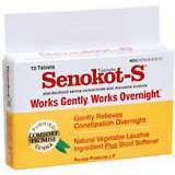 Senokot-S Natural Vegetable Laxative Plus Softener, Tablets  - 10ea