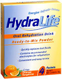 HydraLife Oral Rehydration Drink Powder Packets Orange Tangerine  -  36 GM