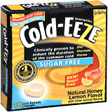 COLD-EEZE Lozenges Natural Honey Lemon Flavor Sugar Free  -  18 EA