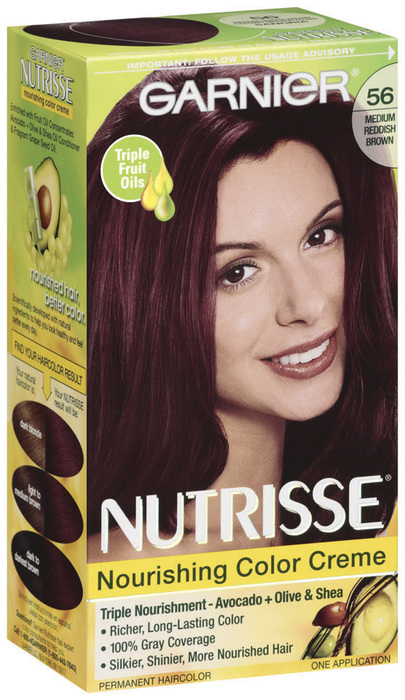 Garnier Nourishing Color Treatment with Fruit Oil Concentrates, Level 3 Permanent, Medium Reddish Brown 56  - 1ea