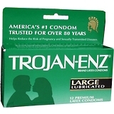 Trojan-Enz Condoms Large Lubricated Latex - 12 Each