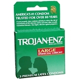 Trojan-Enz Condoms Large Spermicidal Lubricant Latex - 3 Each