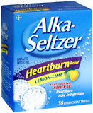 Alka-Seltzer Effervescent Tablets Heartburn Relief Lemon Lime - 36 Tablets