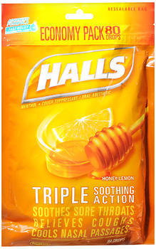 Halls Cough Suppressant Drops, Honey-Lemon, Economy Pack  - 80ea