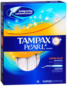 Tampax Pearl Plastic Tampons, Regular/Super/Super Plus Absorbency