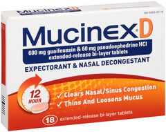 Mucinex D Expectorant Nasal Decongestant Extended-Release Tablets - 18 TB