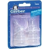 Gerber Nipples Silicone Medium Flow 6-Pack - 6 EA