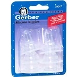 Gerber Nipples Silicone Fast Flow 6-Pack - 6 EA