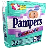 Pampers Baby-Dry Diapers Size 5 27 LBS and Over 6X22 Pack - 22 Each