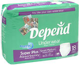 Depend Underwear Super Plus Absorbency Small/Medium Hips - 18 EA
