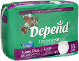 Depend Underwear Super Plus Absorbency Large - 16 EA