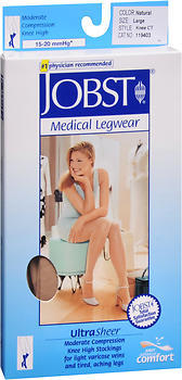 Jobst Medical LegWear Knee High Ultra Sheer Large Silky Beige - 1 PR