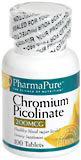 PharmaPure Chromium Picolinate 200 mcg Tablets  -  100 Tablets