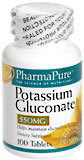 PharmaPure Potassium Gluconate 550 mg Tablets  -  100 Tablets