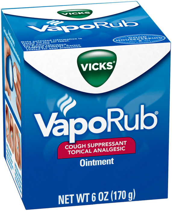 Vicks VapoRub, Original, Cough Suppressant, Topical Chest Rub & Analgesic  Ointment, Medicated Vicks Vapors, Relief from Cough Due to Cold, Aches &  Pains, 6 oz