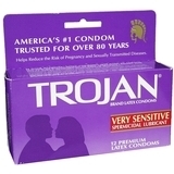 Trojan Condoms Very Sensitive Lubricated Latex - 12 Each