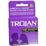 Trojan Condoms Very Sensitive Lubricated - 3 Each