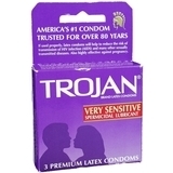 Trojan Condoms Very Sensitive Spermicidal Lubricant - 3 Each