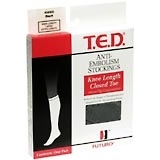 T.E.D. Anti-Embolism Stockings, Large, Extra Length, Black, Knee Length, Closed Toe  - 1ea