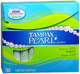 Tampax Pearl Tampons Plastic Super Absorbency Unscented - 36 EA