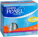 Tampax Pearl Tampons Plastic Super Plus Absorbency Fresh Scent - 36 EA