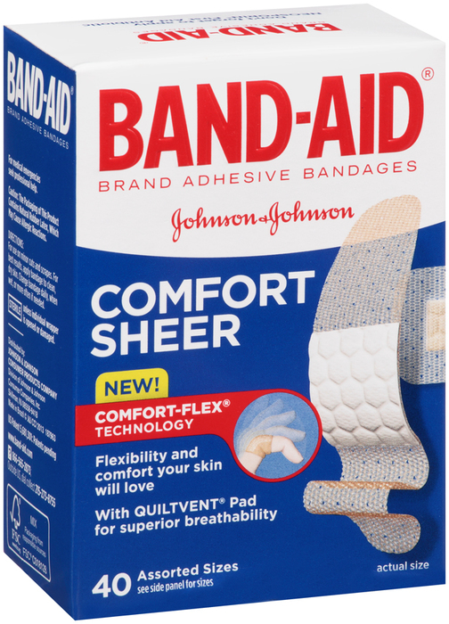 Band-Aid Adhesive Bandages, Sheer, Assorted Sizes  - 40ea