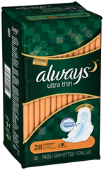 Always Maxi Pads Thin Ultra Overnight Flexi-Wings 6X28 Pack - 28 Each