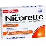 Nicorette Stop Smoking Aid, 2 mg, Gum, Orange, Starter Kit  - 108ea