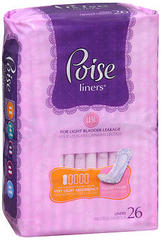 Poise Pantiliners 26 Each - Case of 8