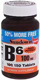 Sundown B-6 100 mg Tablets  -  150 Tablets