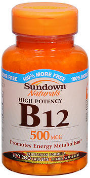 Sundown B-12 500 mcg Tablets  -  150 Tablets