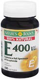 Nature's Bounty Vitamin E 400 IU Softgels 100% Natural  -  100 Caplets