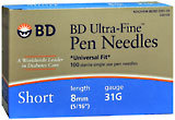 BD Short Pen Needles, 31 Gauge  - 100ea