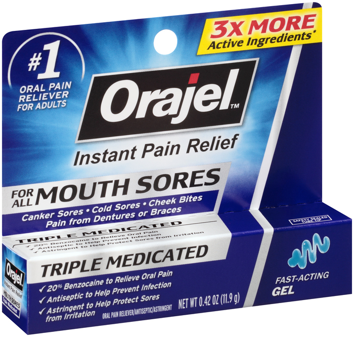 Orajel Mouth Sore Medicine Gel For Cold Canker Sore Relief Triple Medicated 0 42oz Medshopexpress