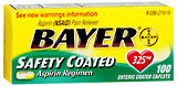 Bayer Genuine Aspirin, Regular Strength Aspirin Regimen, 325 mg, Enteric Safety Coated Caplets  - 100ea