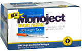 Monoject Insulin Syringes Ultra Comfort 30 Gauge - 1/2CC Short Needle  -  100 EA