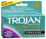 Trojan Condoms Ultra Thin Lubricated - 12 Each