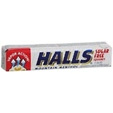 Halls Menthol/Cough Suppressant Drops, Sugar Free Squares, Mountain Menthol  - 9ea