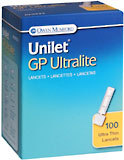 Unilet GP Ultralite Lancets Thin - 100 EA