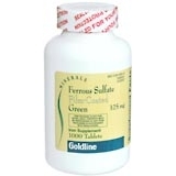 Goldline Ferrous Sulfate Film-Coated Green 325 mg Tablets - 1000 Tab