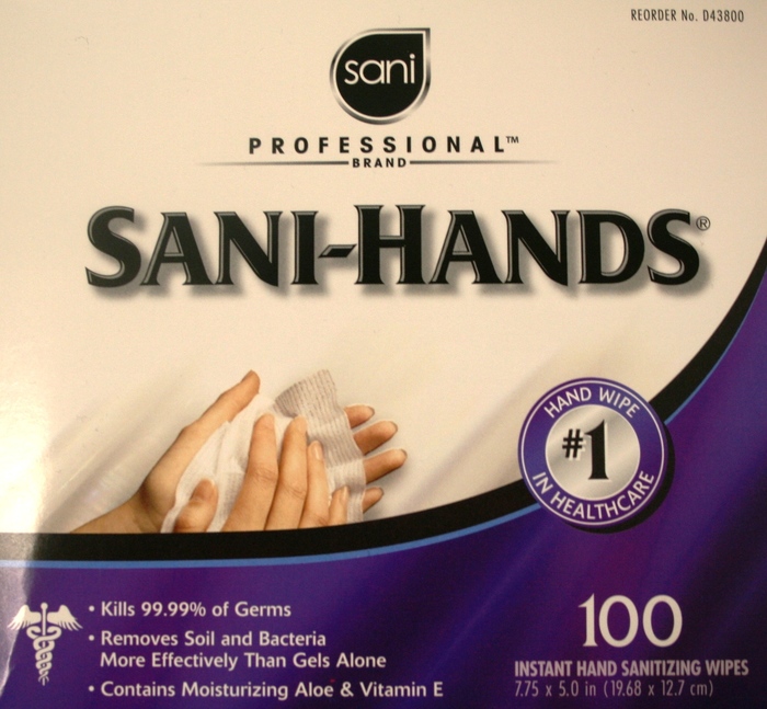 Sani-Hands Instant Hand Sanitizing Wipes -100 Pack - 100 Wipes