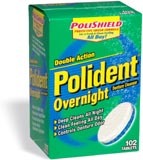Polident Double Action Denture Cleanser, Overnight  - 36 tablets