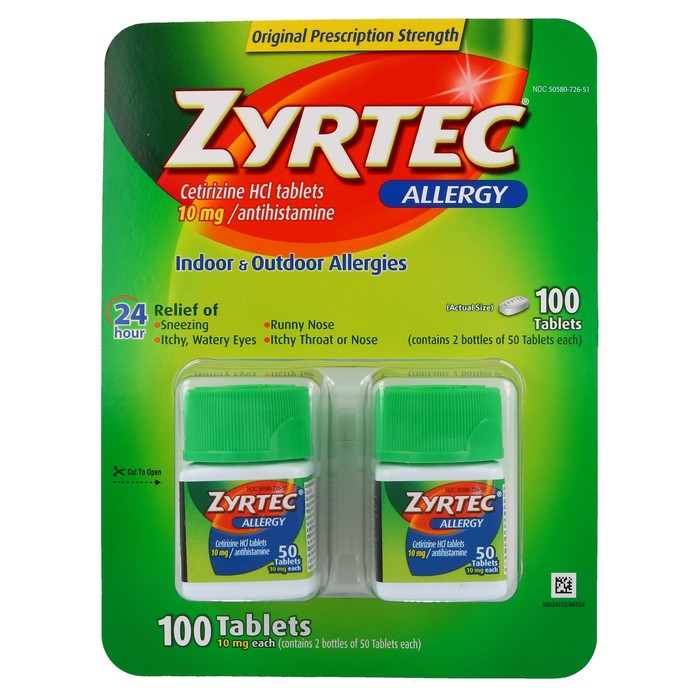 Zyrtec Allergy Value Pack Cetirizine Hci 10 Mg Antihistamine 100