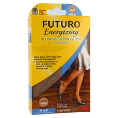 Futuro Energizing Women's Mild French Cut Lace Panty Ultra Sheer Pantyhose Size Plus Nude