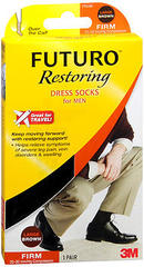 FUTURO Restoring Dress Socks For Men Over the Calf Larger Brown Firm