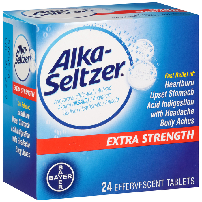 Alka-Seltzer Effervescent Tablets Extra Strength - 24 EACH - Medshopexpress