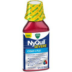 Vicks NyQuil Severe Cold & Flu Liquid Berry Flavor - 12 OUNCE